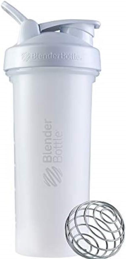 BlenderBottle Classic V2 Shaker Bottle Perfect for Protein Shakes and Pre Workout, 28-Ounce, White