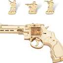 3D Wooden Puzzles for Adults,Wooden Toy for Kids and Adults,Model Building Kit,Educational Brain Teaser,Best Educational Christmas Birthday Day Gift for Friends (Wooden Revolver)