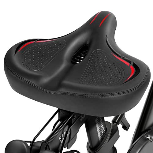 WEKLEY Oversized Comfort Bike Seat, Extra Wide Saddle for Peloton, Electric, Exercise or Road Bike, Stationary Seat Cushion Replacement Men Women, Accessories (OS019_RD)