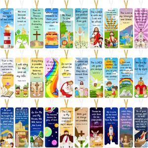 Chinco 120 Pack Christian Bookmarks for Kids Bible Verse Bookmarks with Ribbon Scripture Inspirational Quotes School Gifts Church Supplies for Kids Teens Adult Teachers