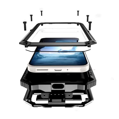 Lunivop for Google Pixel 10 Pro XL Case Metal Heavy Duty Phone Case Built-in Screen Protector Full Body Protective Dust Proof Military - Grade Rugged (6.8 '' Black)