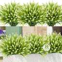 Artificial Plants for Outdoors, 20 Bundles Fake Monkey Grass with White Spring Flowers, Faux Plants Outdoor UV Resistant Realistic Greenery for Garden Window Patio Hanging Porch Home Decoration
