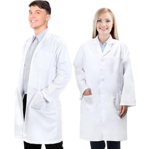 Snwquik Lab Coat for Men&Women,Doctor Costume for Adults,White Long Sleeve Unisex Science Chemistry Lab Coat, 3XL