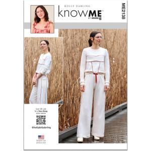 Know Me ME2138D5 Misses' Sweatsuit Top and Wide Leg Knit Pants Sewing Pattern Packet by Holly Darling, Design Code ME2138, Sizes 4-6-8-10-12