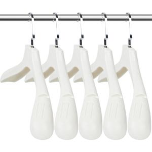 DEDU Suit Hangers for Men 10 Pack, Sweater Hangers No Shoulder Bump Non Slip Width 17.7", Plastic Clothes Hangers Ivory White with Metal Hook, 17.3" x 9.4" x 2"