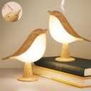 2 Cute Bird Table Lamps Combo,Rechargeable Cordless Lamp with 3 Color Temperature and Adjustable Brightness,Small Desk Lights for Bedroom Nightstand Bedside Table - Wood Tone