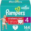 Pampers Diapers - Cruisers 360 - Size 4, 144 Count, Babyproof up to 100% Leakproof Pull-On Diaper