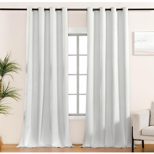 LumiLoom Room Divider Curtains for Living Room, Extra Wide 100% Blackout Curtains for Bedroom with Grommets, Heavy Duty Flax Linen Soundproof Drapes for Sliding Door, 2 Panels Set 100 x 96 Inch-Ivory