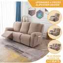 Genina Recliner Cover Stretch Couch Covers, Sofa slipcover for Reclining Couch Thick Jacquard Furniture Protector Washable (Taupe, 3 Seat)