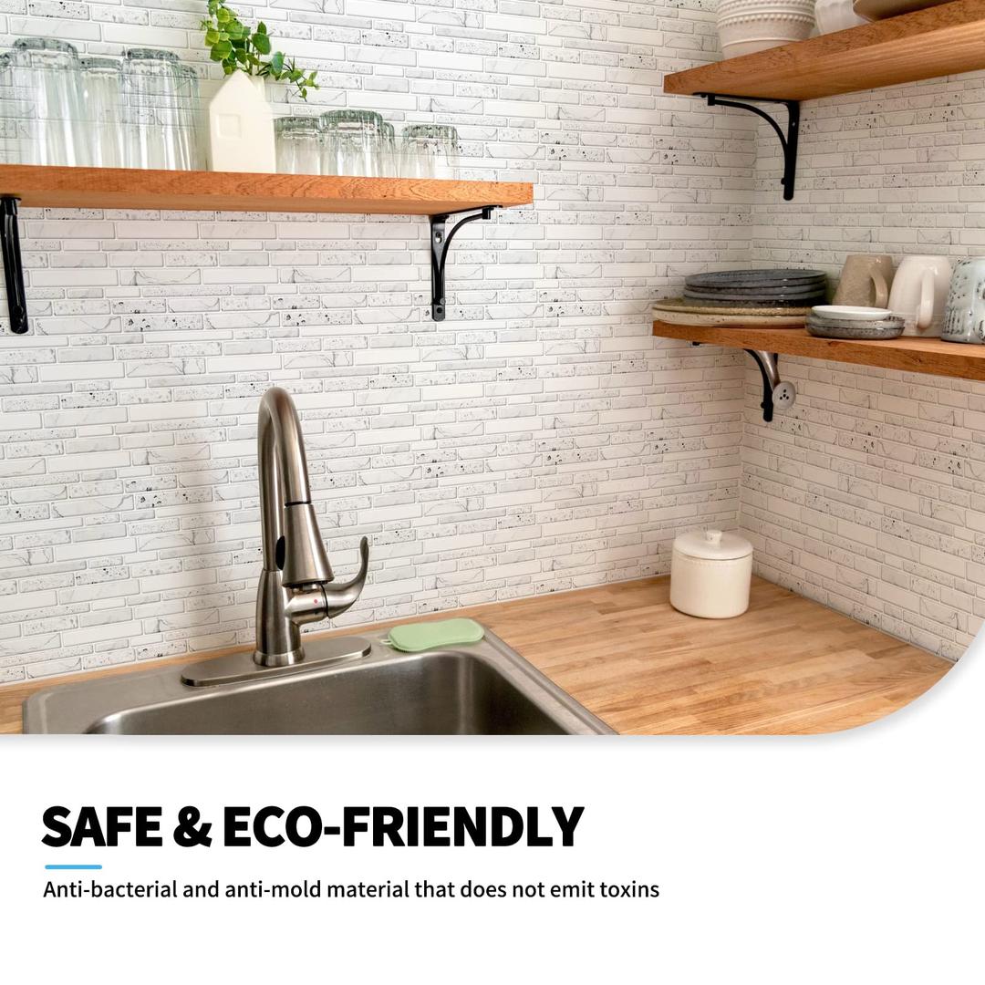 Art3d Peel and Stick Brick Kitchen Backsplash Self-Adhesive Wall Tile Stone Design, 10 Sheets, 30 * 30cm (A17020P10)