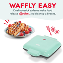 Dash Multi Mini Waffle Maker- Quad Waffle Maker for Family Breakfasts - Dual Nonstick Heating Plates & Easy-Release Surface - Compact & Fast-Heating - Aqua