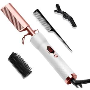 Hot Comb for Wigs Human Hair,Curling Iron with 12 Temp Settings Heating Up to 450°F,Pressing Combs 110-240V Straightening Comb for Curl/Straight 1