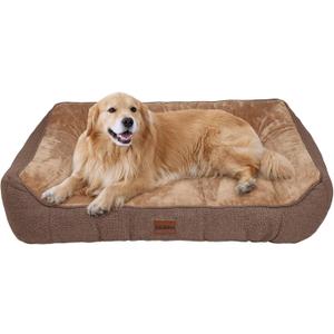 Orthopedic Dog Bed for Extra Large Dogs - Extra Thick Supportive Dog Couch Bed, Pet Beds Sofa with Waterproof Washable Cover & Non-Slip Bottom, Brown, 42x30 Inch