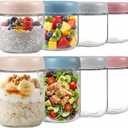 ColoVie 8 Pack Overnight Oats Containers with Lids, Chia Seed Pudding Jars, Stackable Mason Jars with Airtight Lids, Meal Prep, Wide Mouth Glass Food Storage for Snacks Yogurt Spice Sugar, 16oz 10 oz