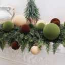 Senjie 18 PCS Velvet Ornaments Balls Sets for Christmas Tree 3.15inch Multicolor Flocked Christmas Balls Assortment for Xmas Tree Holiday Decor (Brown,Green and Khaki Each 6pcs)