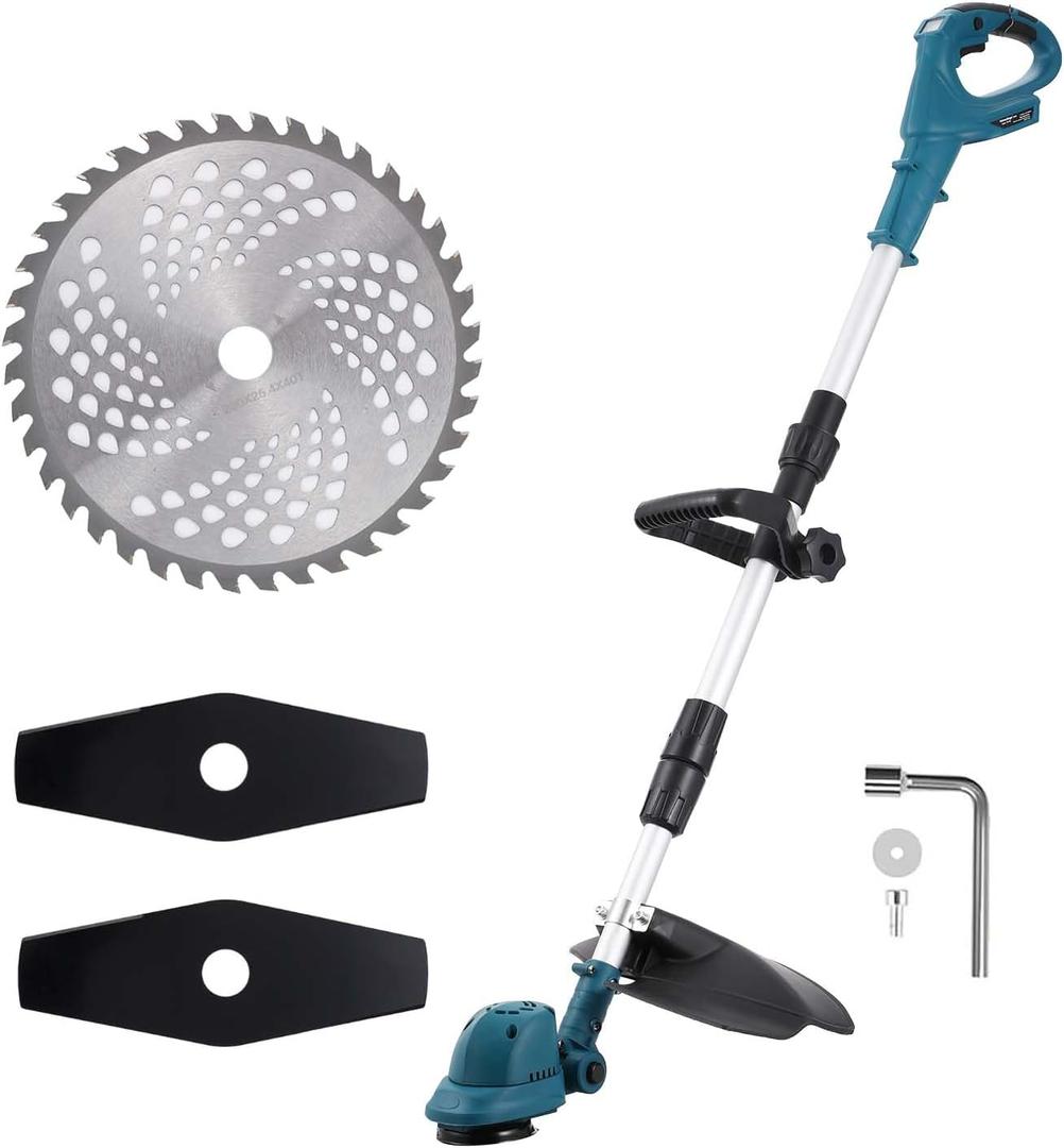 Cordless Brushless Weed Wacker Compatible with Makita 18V Battery - 9-Inch Grass Trimmer with 2 Types Blades, Battery-Powered Lawn Edger for Yard, Garden & Outdoor Lawn Care