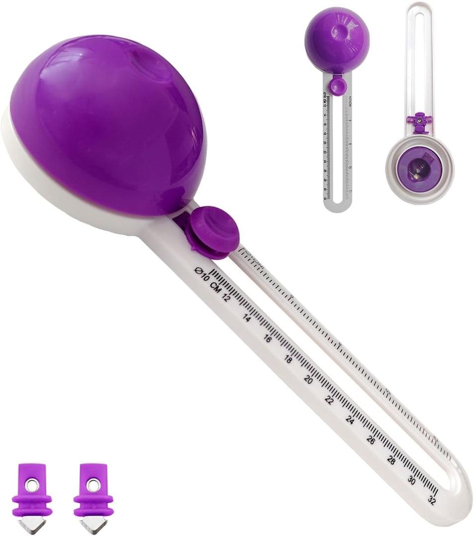 Portable Paper Circle Cutter,Cut Circles Paper of Any 4to12.6inch Diameter,Adjustable Craft Cutting Tools,Replaceable Blades,for Paper Crafts Scrapbooking,Christmas and Birthday Gifts(1Pcs,Purple)