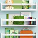 Harwaya White Nursery Floating Book Shelves for Wall Set of 3, Kids Wall Shelves for Baby Room Bedroom, Modern Hanging Bookshelf for Baby Toddler Children Girls Boys Decor and Toys Books Storage (16.5 Inch Long)