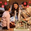 2 x Nativity Scene Sets Indoor with LED Lights - Wooden Nativity Table Centerpiece Sign Holy Family Figure for Christ's Birth Religious Xmas Mantle Shelf Tabletop Home Christmas Decorations