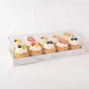 Rectangle Cake Tray with Lids, 14 in Clear Pastry Display Case, White Marbleized Grain Rectangular Cake Stand Acrylic Cake Holder, Cookie Serving Tray Dessert Holder for Party Home Dining