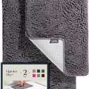 2 Piece Bathroom Rugs Bath Mat Set - Soft Plush Chenille Non-Slip Bath Rug With Rubber Backing, Ultra Absorbent Bathtub Mat - 30x20 + 24x17 Inch (01 Gray)