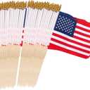 100 Pcs 12x18 Inch American Flags on Stick, American Flags, USA Stick Flag with Handheld and Grounded Multi-Purpose Flagpole, Design for Memorial Day, 4th of July, Veterans Day