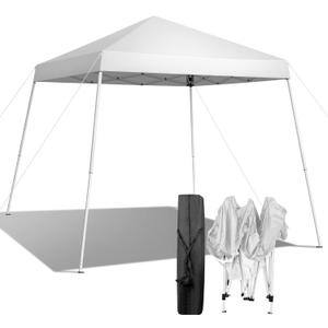 VINGLI 8x8 ft Pop Up Canopy Tent, Easy Up Canopy Event Tent Foldable Portable Canopies for Camping, Patio, Outdoor Gazebo Slant Legs, Outdoor Instant Shelter Canopies with Carry Bag (White)