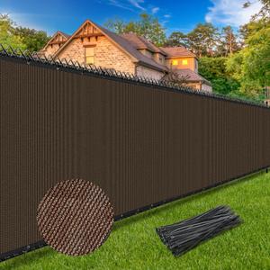 4FT x 50FT Privacy Fence Screen Heavy Duty 170GSM Fencing Mesh Shade Net Cover Nickel-Plated Copper Grommets, 95% Blockage Privacy Fence for Outdoor Wall Garden Yard Backyard Pool (Brown) (4' x 50')