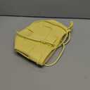 Women's Mini Woven Bucket Bag, Square Lattice Drawstring Leather Small Hobo Handbag Crossbody Handbags Soft Adjustable (Yellow)