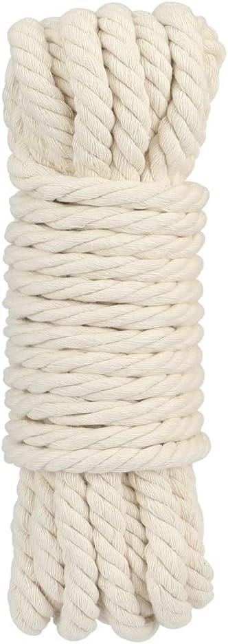 jijAcraft 1/2Inch Cotton Rope - 12mm x 32Ft White Macrame Cord, 4Ply Clothesline Ropes for DIY Crafts, Outdoor, Nautical, Toys