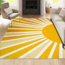 Lahome 8 x 10 Area Rugs for Living Room - Soft Cute Rugs for Bedroom 8x10 Non-Slip Low-Pile Large Nursery Rug, Boho Rainbow Sun Print Indoor Floor Carpet Rugs for Office Classroom (8'x10', Yellow)
