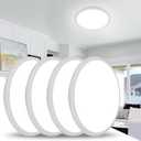 4 Pack 12 Inch Round LED Ceiling Light Fixture, 6500K Daylight Outdoor/Indoor Ceiling Light Fixture, 24W IP54 Waterproof Flat Round White Ceiling Lamp for Living Room Laundry Bedroom Hallway