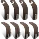8pc Leather Car Seat Storage Hanger,4 Car Bag Purse Holder with Double Metal Hooks+4 Leather Car Headrest Hook,Car Purse Hook Seat Back Hanger Storage Organizer, Car Hook for Purses and Bags
