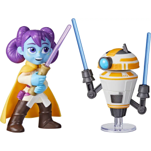 Star Wars: Young Jedi Adventures Pop-Up Lightsaber Duel, LYS Solay & Training Droid Action Figures, 4-Inch Scale Toys, Preschool Toys for 3 Year Old Boys & Girls