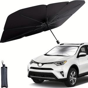 Windshield Sun Shade Foldable Umbrella, Sun Shade for Car Windshield, Car Window Shades [Silver Heat Shield - UV Reflective] Universal Fit Medium (56"x31")