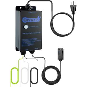 Temperature and Humidity Exhaust Fan Switch, Multi-Functional Vent Controller with IoT, Auto On/Off by Temp & Humidity, 25A Heavy-Duty Load