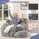 Achicsofar Bean Bag Chair for Adults Teens Giant Faux Fur Bean Bag Chairs with Filler Fluffy Plush Cat Shaped Beanbag Couch Comfy Accent Floor Sofa for Gaming, Reading in Living Room, Bedroom, Dorm