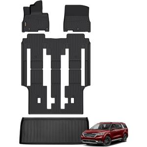 Binmotor-Floor Mats & Cargo Liner Set for Kia Carnival MPV 2022-2025, 8 Passenger, All Weather Car Mats for Carnival LX LX Seat PackageEXSX, (Not for Prestige/Hybrid) Accessories