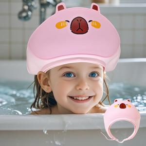 Baby Shower Cap - Waterproof Bath Visor for Toddlers 1-3 Years, Extra Soft Silicone Hair Washing Hat for Kids, Keep Water Out of Eyes (Pink)