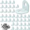 40 Pcs L Bracket Corner Brace 0.63" x 0.63" Metal Corner Bracket 90 Degree Right Angle for Shelves Chair Tables Cabinet Wood Furniture whih 80 Pcs Screws, White