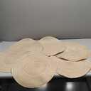 SHACOS 15 inch Round Braided Placemats Set of 6 Non Slip Heat Resistant Cotton Polyester Table Mats Washable Place Mats for Dinner Party Table Decoration (Beige, 6)