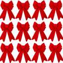 Aneco 12 Pieces Red Christmas Bows for Wreaths 5 x 8 Inches Christmas Bows for Tree Christmas Decoration Bows, Indoor and Outdoor