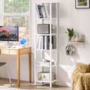 66in Tall Bookshelf 6-Tier Small Narrow Bookcase, Skinny Book Shelf for Small Space, Farmhouse Slim Shelf with Storage, Wood Freestanding Display Thin Bookshelves for Living Room, Office, White