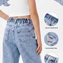 PATPAT Girls Ripped Jeans 13-14Y, Elastic Mid-Waist Baggy Wide Leg Denim Pants, Y2K Streetwear, Trendy Clothes for Teens Light Blue