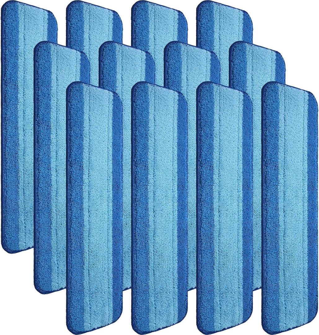 12 Pieces Microfiber Cleaning Pads Compatible with Bona Mop Reusable 18 Inch Replacement Cleaning Pads Washable Refills Replacement Heads for Floor Cleaning