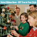 2 x 24 Pcs Light Blue Velvet Bows for Christmas Tree Decor, Elegant Velvet Pre-Tied Ribbon Bows Door Garland Vintage Ornaments for Christmas, Wreaths, Gifts and Home Decoration (5x7 Inch, 3/8'' Wide)