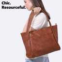 Large Tote Bag for Women Work with Zipper 16L Vegan Leather Ladies Travel Purses and Handbags (T1-brown)
