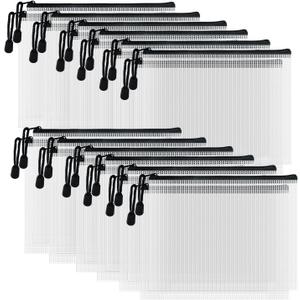 D-KINGCHY 24Pcs Zipper Storage Bags, Plastic Mesh Zippered Pouch for Organization, Waterproof Versatile Bags for Office Supplies School Travel (A6 Size 6.3''x4.7'', Black Zipper)