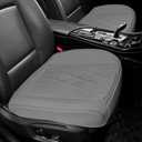 2 Pack Leather Front Car Seat Cover, Anti-Slip and Full Wrap Driver Car Seat Protectors with Storage Pocket, Luxury Waterproof Bottom Auto Seat Cushion Pad Mat for Most Vehicles (Gray)