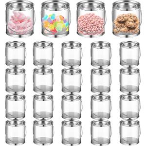 24PCS Clear Paint Cans 3 x 3 Inch Mini Empty Bucket With Metal Lids for Party Favors, Candy, Decor and DIY